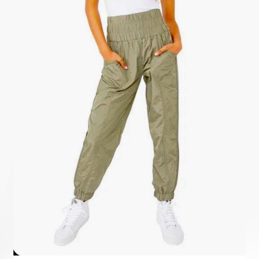 FP Movement by Free People The Way Home Smocked Jogger Pants Army Green XS